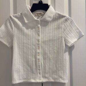 & Other Stories White Textured Button Down Shirt
